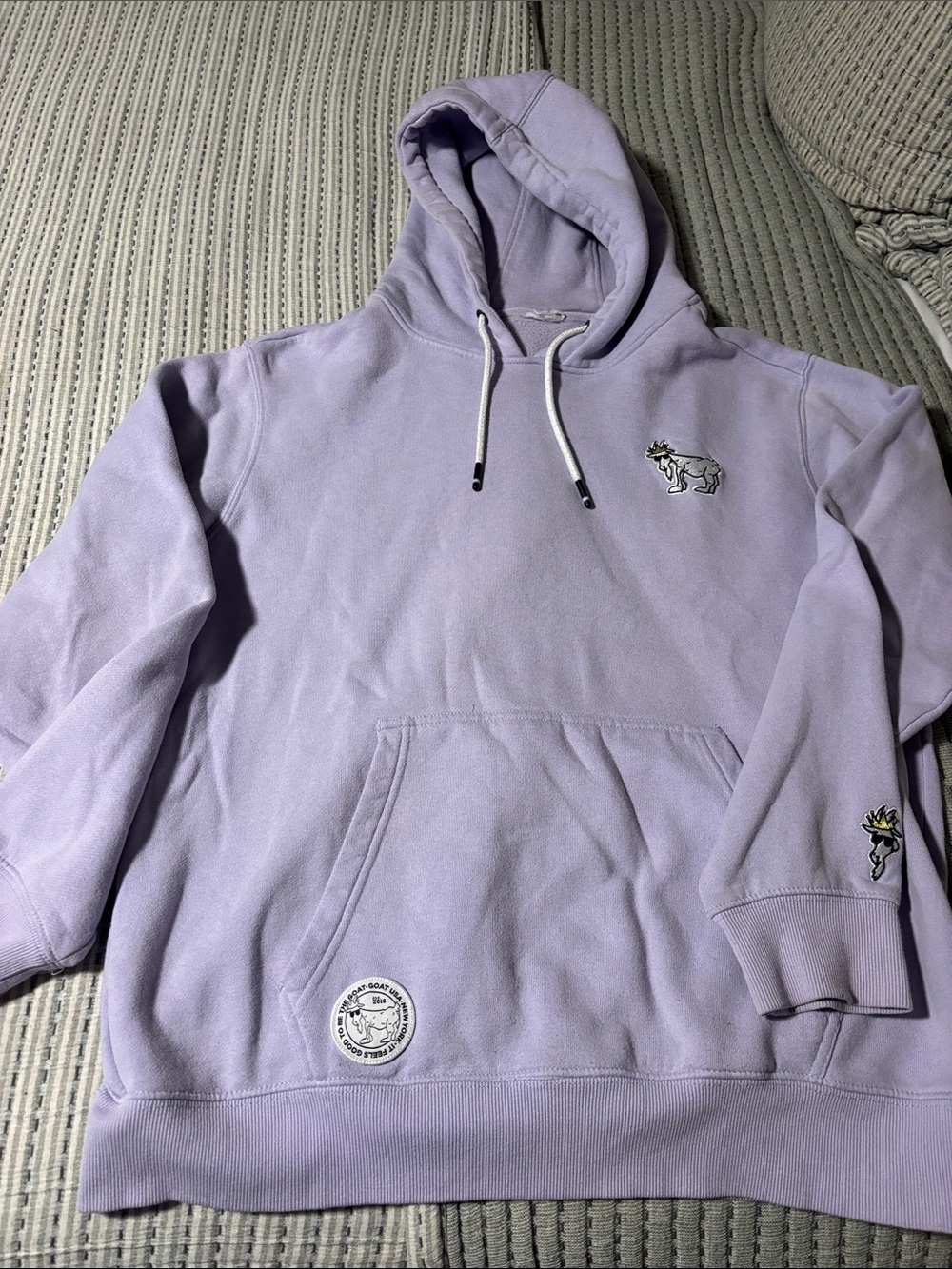 Men's Lavender Pullover Hoodie with Embroidered goat logos